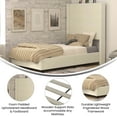 thumbnail image 4 of Emma + Oliver Twin Size Faux Linen Upholstered Platform Bed in Beige with Plush Padded Wingback Headboard and Wood Support Slats - No Box Spring Needed, 4 of 11