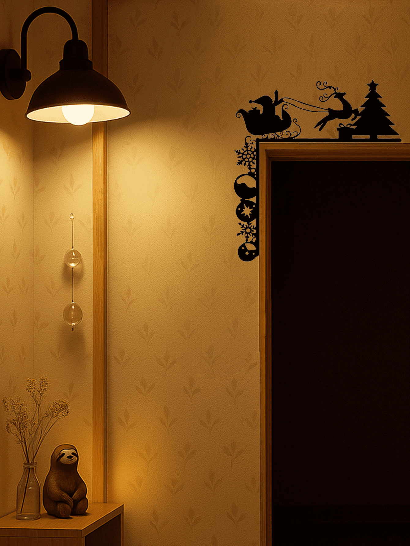 Removable Christmas Sleigh Wall Decals Holiday Home Decor Stickers