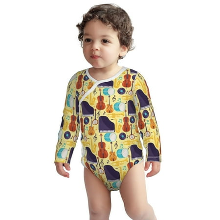 

Haiem Musical Instruments Printed Unisex-Baby Long Sleeve Onesies Bodysuits Unisex Babies Snap-Up Rompers-18 Months