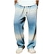 thumbnail image 2 of Ceisia Men's Gradient Stripe Waffle-Knit Wide-Leg Sweatpants Contrast Drawstring Casual Pants Gifts, 2 of 4