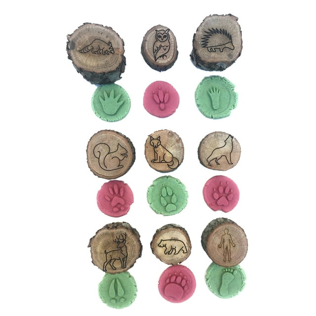 Animal Tracks Playdoh Stamps Toy Para Niños, Juego De 27 Sellos De Animales De La Selva, Granja, Bosque, Kit De Estampados De Animales De , Con 9 Paquetes De Pistas De Animales De