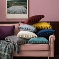 thumbnail image 4 of Wekity - Juego de 2 fundas de almohada decorativas de terciopelo suave y sólido con flecos de borlas, funda de cojín con acento bohemio para sofá cama (18.0 x 18.0 in, color morado, 4 of 5