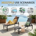 thumbnail image 6 of SUNCROWN Aluminum Outdoor Chaise Lounge Chair - 5-Position Adjustable Recliner with Full Flat Tanning Mode, Portable Design for Poolside, Patio, Deck, Backyard, Lawn & Beach, 2 Piece-Black, 6 of 8