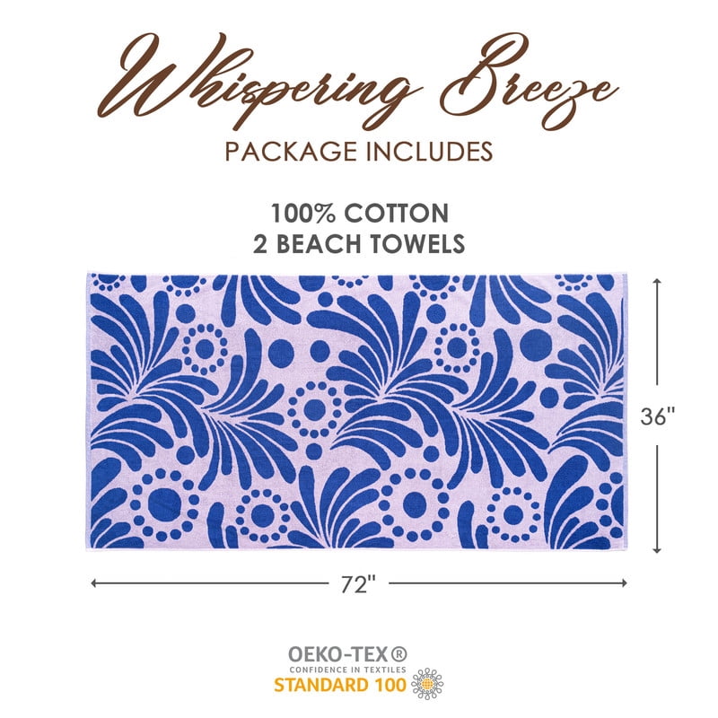 Evimpex 100%-Cotton 2pcs/SET Beach & Pool Towels - Large Cotton Towels for Pool, Beach, Bath, Gym & More - Soft, Absorbent & Oversized Beach Towels 36” x 72”