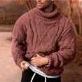 thumbnail image 2 of Sweaters for Men - Autumn Winter Slim Fit Solid Color Pattern Long Sleeve Turtleneck Lined Sweater Jacket, Cold Weather Warmth, Daily Outdoor Wear, Durable Fabric, Men's Clothing, 2 of 5