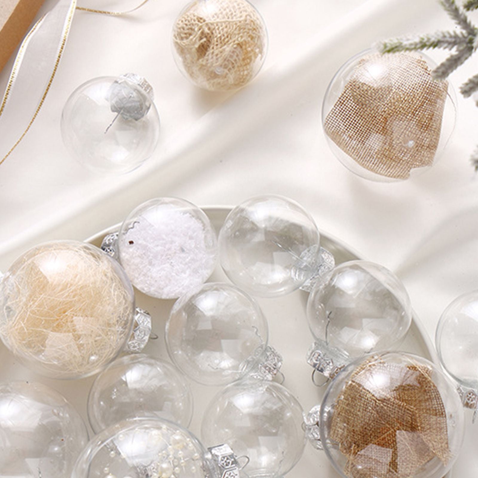Clear Fillable Plastic Christmas Balls Ornament, 18Pcs DIY Craft Xmas Tree Decor Balls Fillable Bauble Ornament Balls for Holiday Wedding Party Decoration
