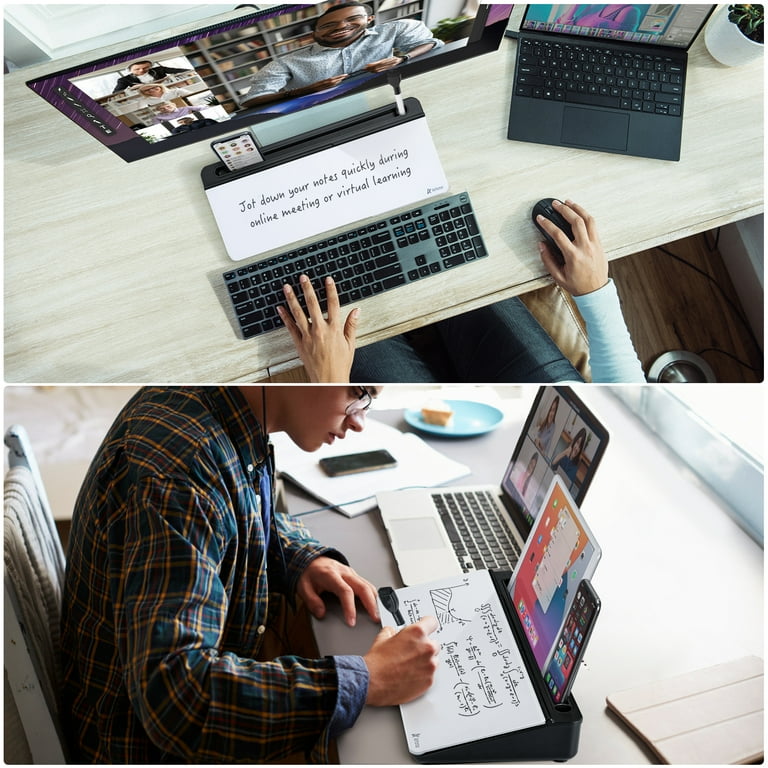 White Board Varhomax Desk Glass Whiteboard With Lamp, Dry Erase White Board Dry Erase