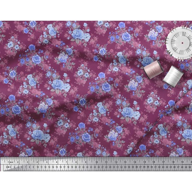 Soimoi Tissu en Coton Rouge Canard Imprimé Fruits 1 Yard 42 Pouces de Large