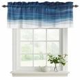thumbnail image 2 of 2 Panels Navy Blue Ombre Valance for Windows, Abstract Modern Stripe Waves Moires Light Filtering Kitchen Curtains, Rod Pocket Window Treatment Curtain Valances for Living Room Bedroom, 42"x12", 2 of 9