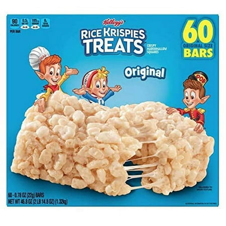 Kellogg's Rice Krispies Treats, Original Marshmallow, 0.78oz Pack, 60 Count