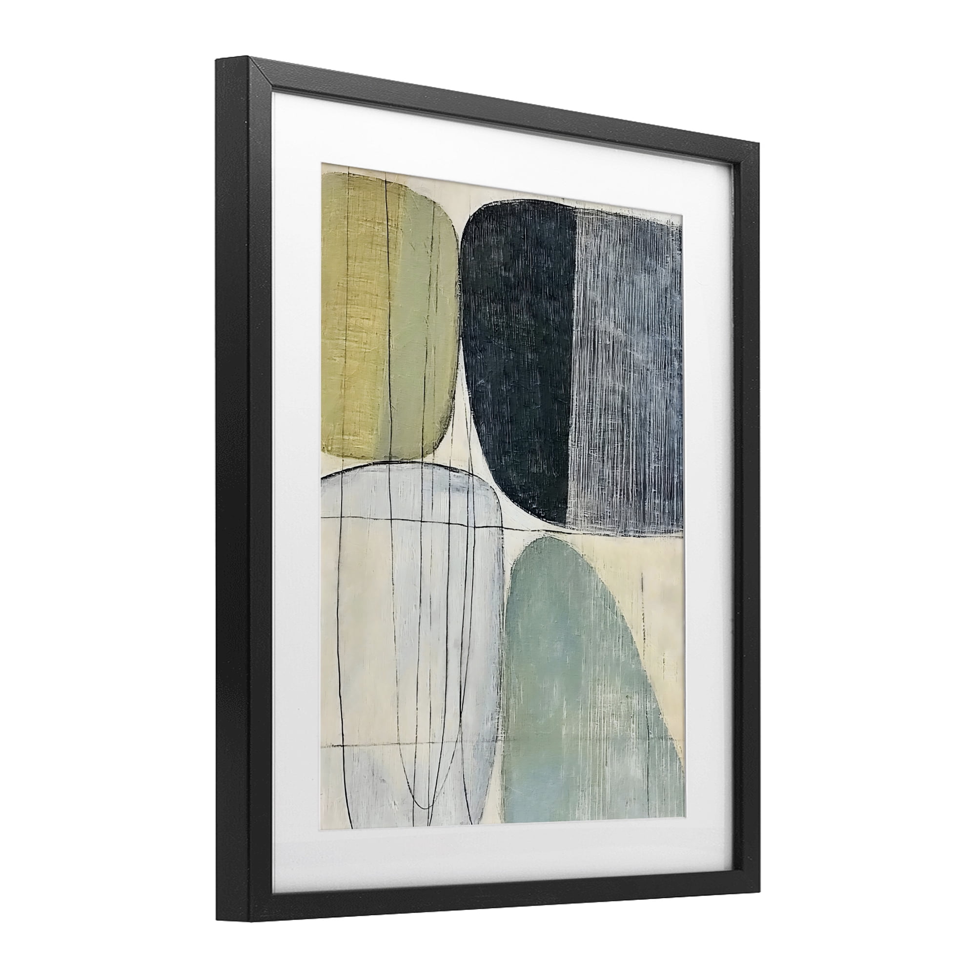 Stupell Industries Modern Organic Composition Black Framed Print Under Glass, design by Riley B