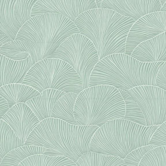 Peel and Stick Wallpaper Abstract Fan Leaf Soft Green vintage Wall Mural 23.6in x 9.8ft Self Adhesive Removable Wall Paper Renter Friendly Wallpaper for Girls Women Bedroom Livingroom