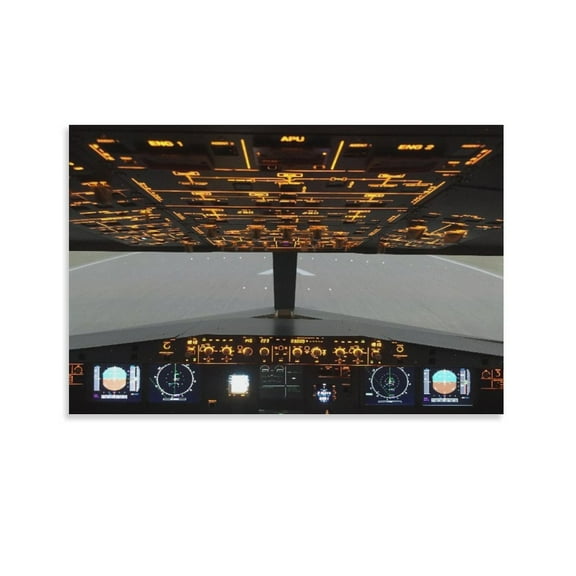 Aircraft Cockpit Canvas Art Poster And Wall Art Picture Print Modern Family Bedroom Decor Posters,Unframe-style,08x12inch(20x30cm)