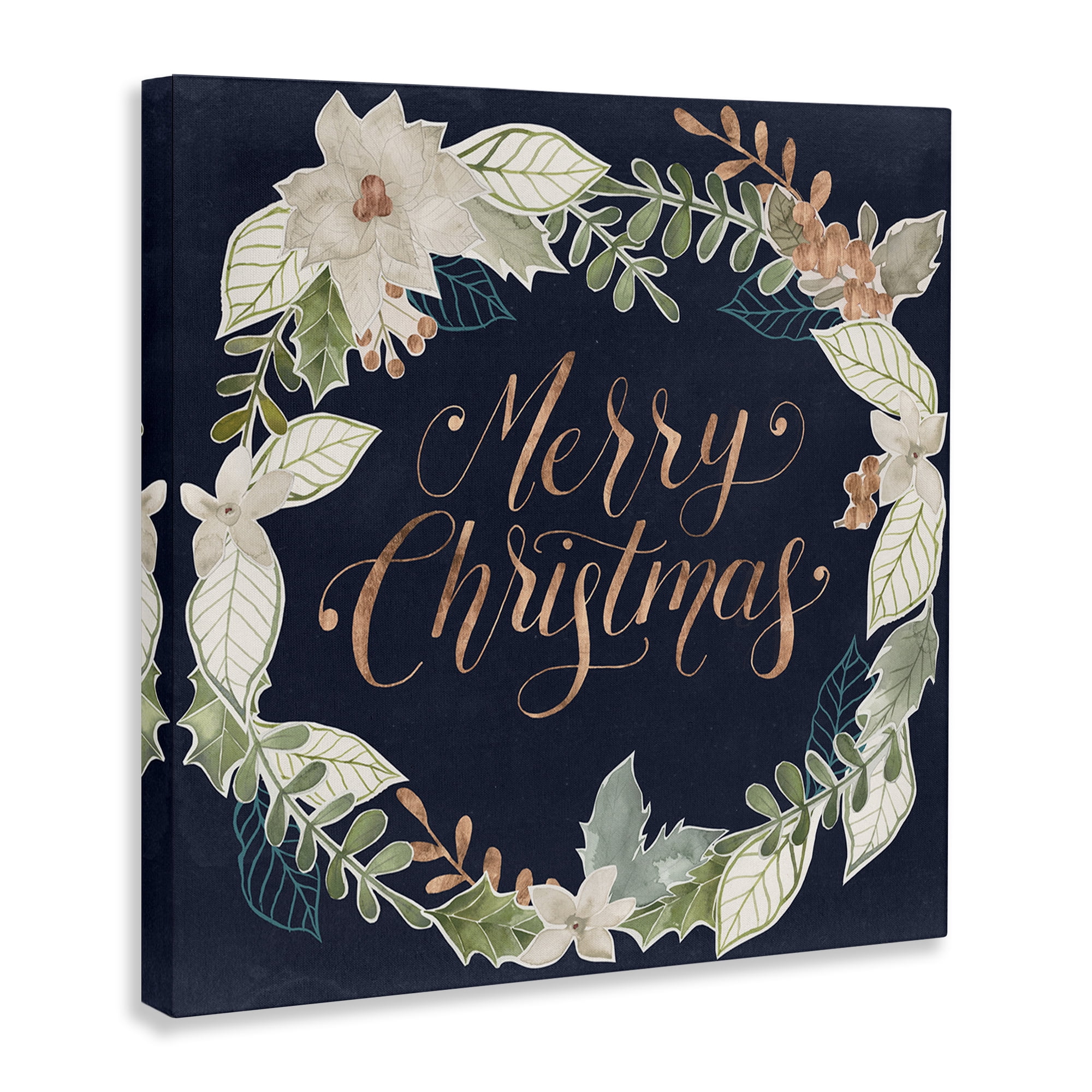 Stupell Industries Traditional Christmas Wreath Holiday Painting Gallery Wrapped Canvas Art Print Wall Art, 36 x 36