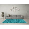 thumbnail image 3 of Ahgly Company Indoor Square Abstract Turquoise Blue Contemporary Area Rugs, 6' Square, 3 of 4