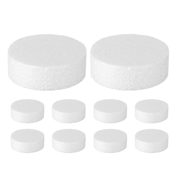 Zehuanyu 10pcs White Foam Blocks Polystyrene Foam Cylinder Material  Round Cake Dummies for DIY Craft Projects,Baking Cake Decorations Modeling