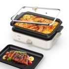 CalmDo Multifunction Pot, Electric Foldaway Skillet Grill Combo, Comes with Two Pans
