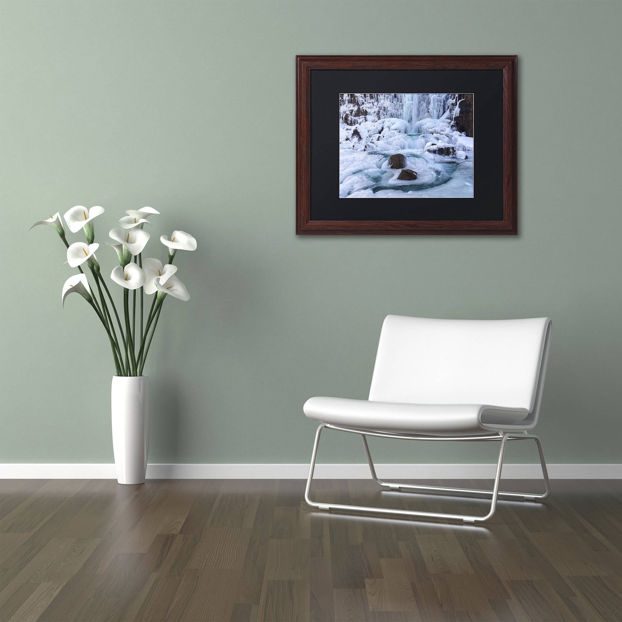 Trademark Fine Art "Frosty Falls" Canvas Art by Michael Blanchette Photography Black Matte, Wood Frame
