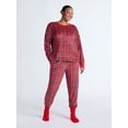 thumbnail image 2 of Joyspun Women’s Stretch Velour Long Sleeve Top, Pants, and Socks Pajama Set, 3-Piece, Sizes XS-4X, 2 of 5