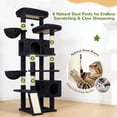thumbnail image 3 of Globlazer 77" Large Cat Tree and Tower Condo for Indoor Cats with 6 Sisal Scratching Posts, 2 Condos, Dark Gray, 3 of 7