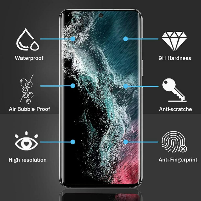 2 pcak Privacy Glass Screen Protector for Galaxy S22 Ultra 5G anti-spy  Tempered Glass Shield Compatible with Fingerprint 3D Curved Full  Coverage,Case