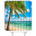 thumbnail image 4 of Beach Shower Curtain Tropical Ocean Palm Tree Summer Hawaiian Coastal Seascape Nature Scene Bathroom Decor Polyester Curtains with Plastic hookss, 4 of 6