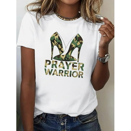 Summer Versatile StylesPRAYER WARRIOR high heeled shoes pure cotton women s Tshirt comfort fit Tee For Adult  Men  Women  Teen  Teenager  Adolescent  Youth.