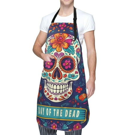 

Kdxio Dead Day Party Apron with Pockets Adjustable Kitchen Aprons for Men Women Waterproof Aprons for Cooking Drawing Crafting Baking Household Cleaning