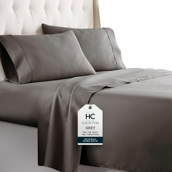 Twin Sheets Set, 3 pc Bed Sheets & Pillowcase Set - Machine Washable for Easy Care - Soft & Breathable All Season Microfiber Sheets with Deep Pockets - Gray