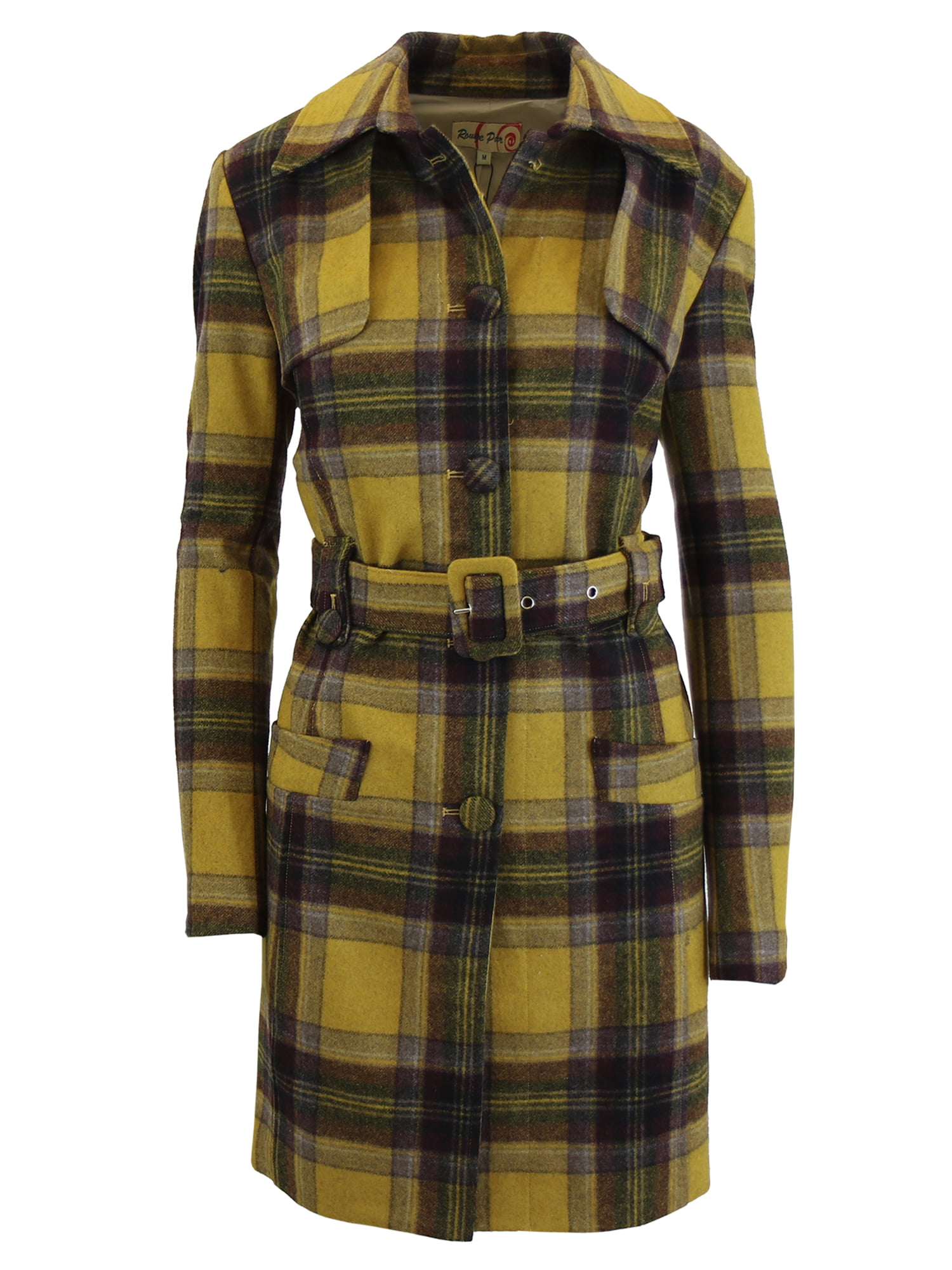 Women’s Wool Plaid Trench Coat Jacket With Belt - SLIM-FIT DESIGN ...