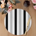thumbnail image 3 of Black Grey Stripes Round 13 Inch Placemats Set of 2, White Striped Vertical Modern Geometric HeatResistant Non Slip Place Mats for Dining Table, Wipeable Braided Kitchen Table Mats for Housewarming, 3 of 9
