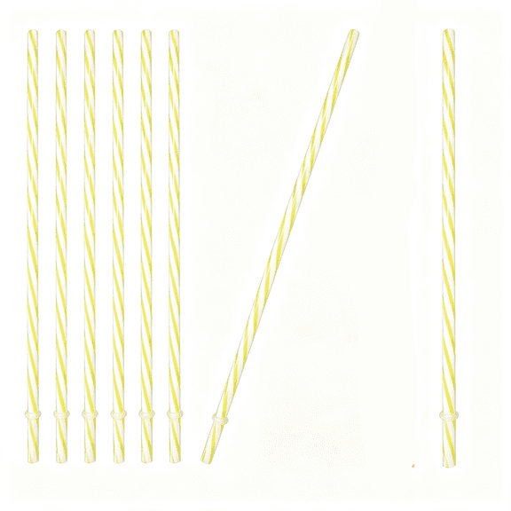 NORIZF Plastic Reusable Drinking Straws 6 Piecesyellow Straws Yellow Stripe