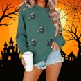 thumbnail image 6 of Womens Halloween Tops Printed Crew Neck Long Sleeve Elastic Hem Fashion Loose Fall Pullover Top Army Green L, 6 of 6