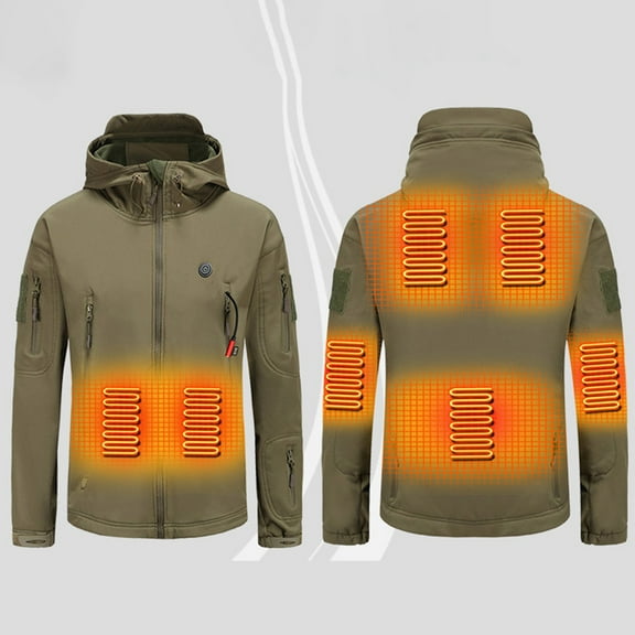 Aunavey Heated Jacket Windproof Heated Hoodie with Detachable Hood Windproof Electric Insulated Coat for Men Women