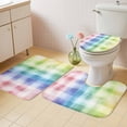thumbnail image 4 of Abstract Bathroom Rugs Set Gradient Color Plaid Non Slip Absorbent Soft Bath Mats 3 Piece Set with Bathroom Rug, U-Shaped Floor Mat, Toilet Seat Cover Large Size, 4 of 9