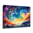 thumbnail image 2 of Mother And Daughter Gazing At A Starry Night Sky A Radiant Cosmic Orb And A Forest Of Vibrant Hues Canvas Poster Bedroom Decor Sports Landscape Office Room Decor Gift,Frame-style,24x36inch(60x90cm), 2 of 8