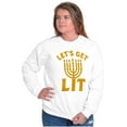 thumbnail image 4 of Hanukkah Menorah Let's Get Lit Unisex Plus Fleece Graphic Sweatshirt Brisco Brands 4X, 4 of 5