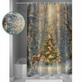 thumbnail image 3 of Small Stall Shower Curtain 48x72 Inch Narrow Half Size Christmas Elk Bath Curtains Bathroom Decor Xmas Tree Snowflake Winter Waterproof Fabric Shower Curtain Set with Hooks 48 Inch, 3 of 6