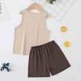 thumbnail image 4 of KPOPLK Toddler Boy Sleeveless Outfit Set 2Pcs Cute Cartoon Print T-Shirt + Shorts Baby Boy Summer Clothes Soft Cotton Sizes 2-10 Years Size 9-10 Years,Brown, 4 of 4