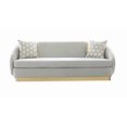 thumbnail image 3 of K-Living  Penelope Plush Velvet Sofa In Grey With Gold Accent And Throw Pillows, 3 of 4