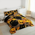 thumbnail image 3 of Feelyou Kawaii Black Cat Full Size Comforter Sets for Teen, Funny Cartoon Pumpkin Bedding Comforter Set, Happy Halloween Reversible Bedding Sets, Lightweight Room Decor, 3 Pieces, 3 of 8