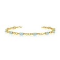 thumbnail image 1 of 14K Yellow Gold Oval Aquamarine and Diamond Link Bracelet, 1 of 3