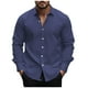 thumbnail image 2 of pstuiky camisa de manga larga para hombre, Camisa de manga larga con cuello estampado, informal y cómoda, para hombre. camisetas de hombre xxl, 2 of 5