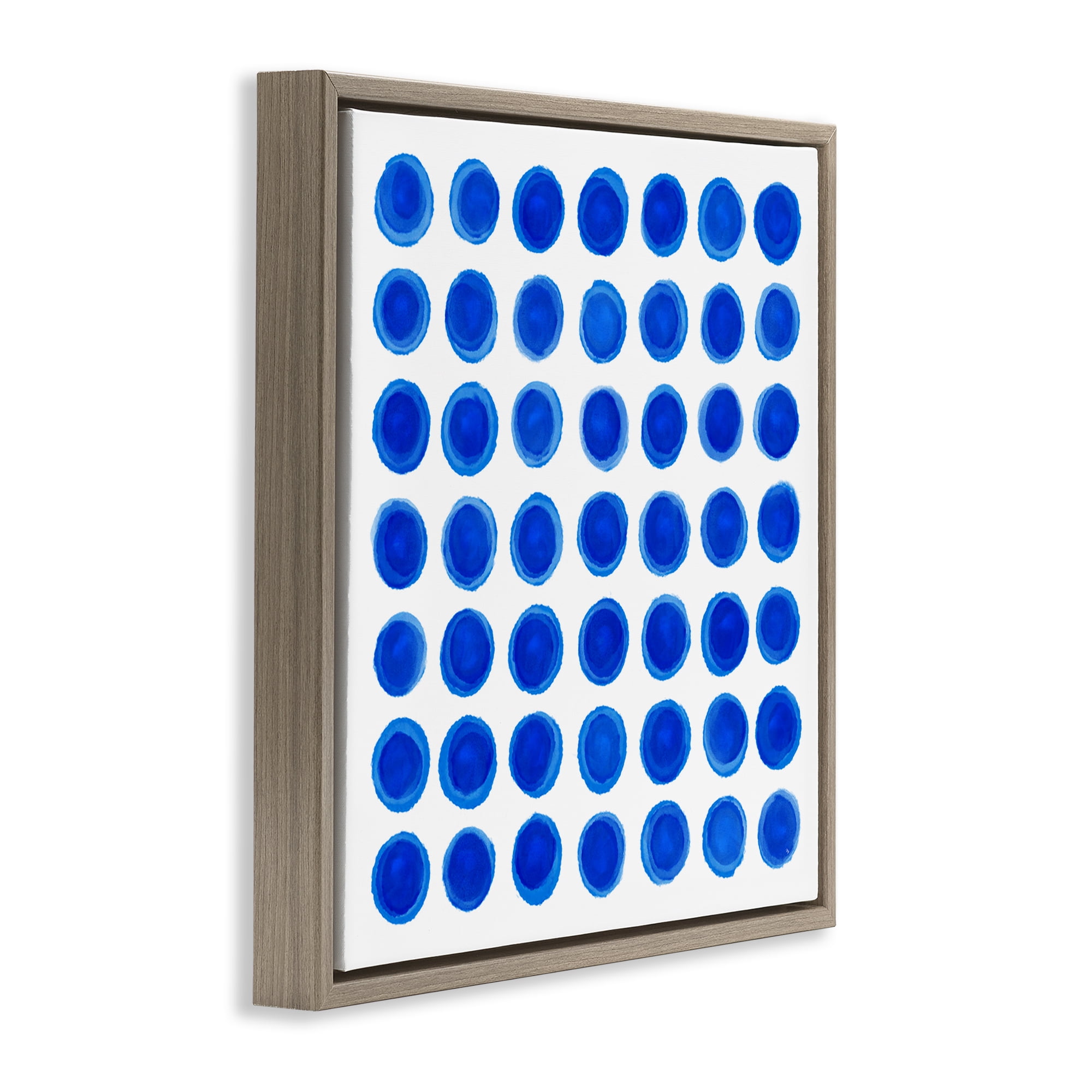 Stupell Industries Blue Dots Uniform Pattern Brown Framed Floater Canvas Wall Art, design by Martina Pavlova