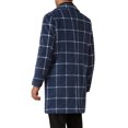 thumbnail image 3 of INSPIRE CHIC Plaid Trench Coat for Men's Color Block Single Breasted Winter Checked Overcoat, 3 of 5