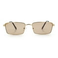 thumbnail image 3 of Minimal Narrow Rectangle Metal Rim Dad Fashion Sunglasses Gold - Brown, 3 of 8