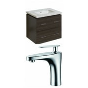 23.75-in. W Wall Mount Dawn Grey Vanity Set For 1 Hole Drilling Bianca Carara Top White UM Sink