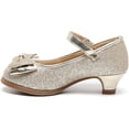 thumbnail image 4 of Girls Mary Jane Glitter Shoes Low Heel Princess Flower Wedding Party Dress Pump Shoes for Kids Toddler, 4 of 6