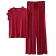 thumbnail image 1 of Conjunto de pijama holgado para mujer: camiseta de manga corta y pantalones con cordón, poliéster y spandex, para todas las estaciones, tallas M-XXL., 1 of 7