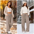 thumbnail image 7 of Wide Leg Corduroy Pants for Women Casual Lounge Drawstring Elastic Waist Work Pants with Pockets, 7 of 7
